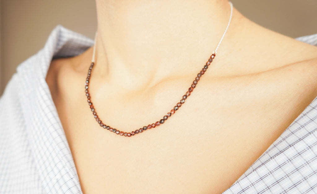 garnet necklace with silver chain