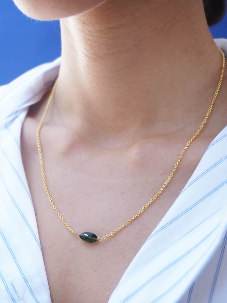 tourmaline gold plated silver necklace