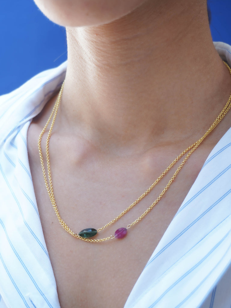 tourmaline gold plated silver necklace