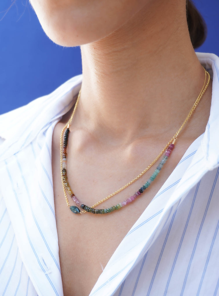 tourmaline gold plated silver necklace