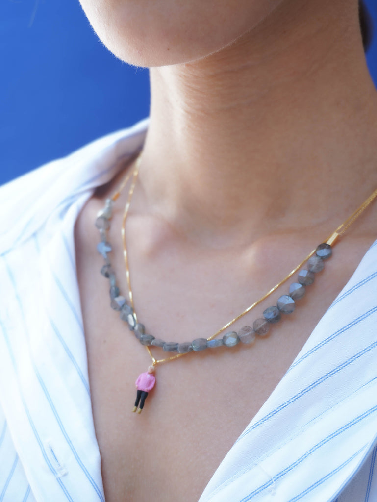 labradorite necklace with gold plated silver chain