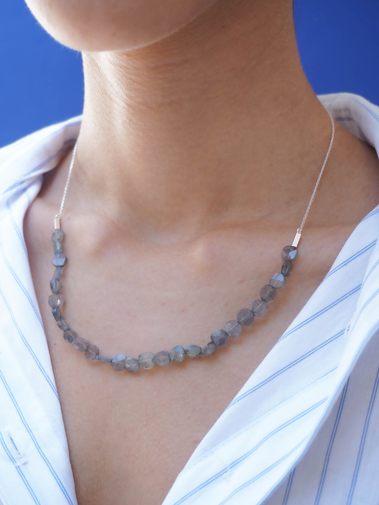 labradorite necklace with silver chain