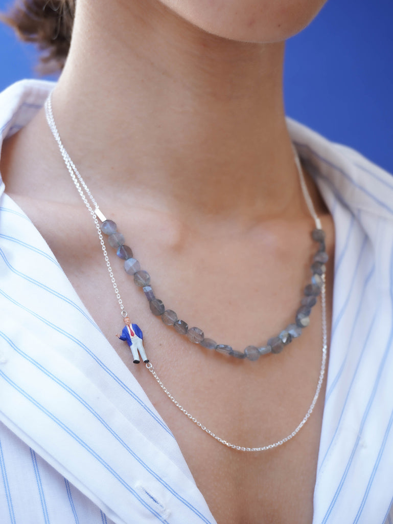 labradorite necklace with silver chain