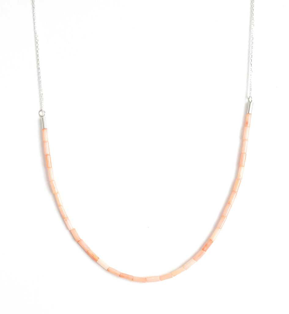 coral necklace with silver chain