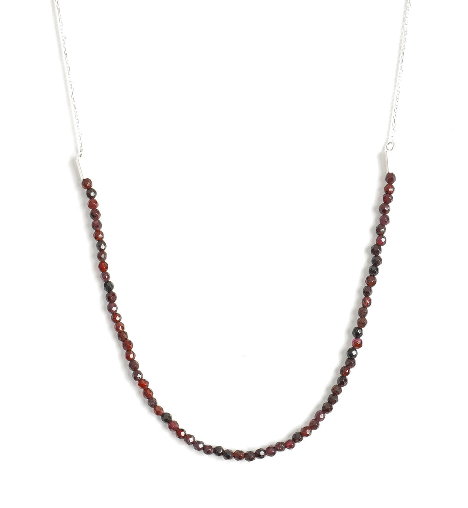 garnet necklace with silver chain