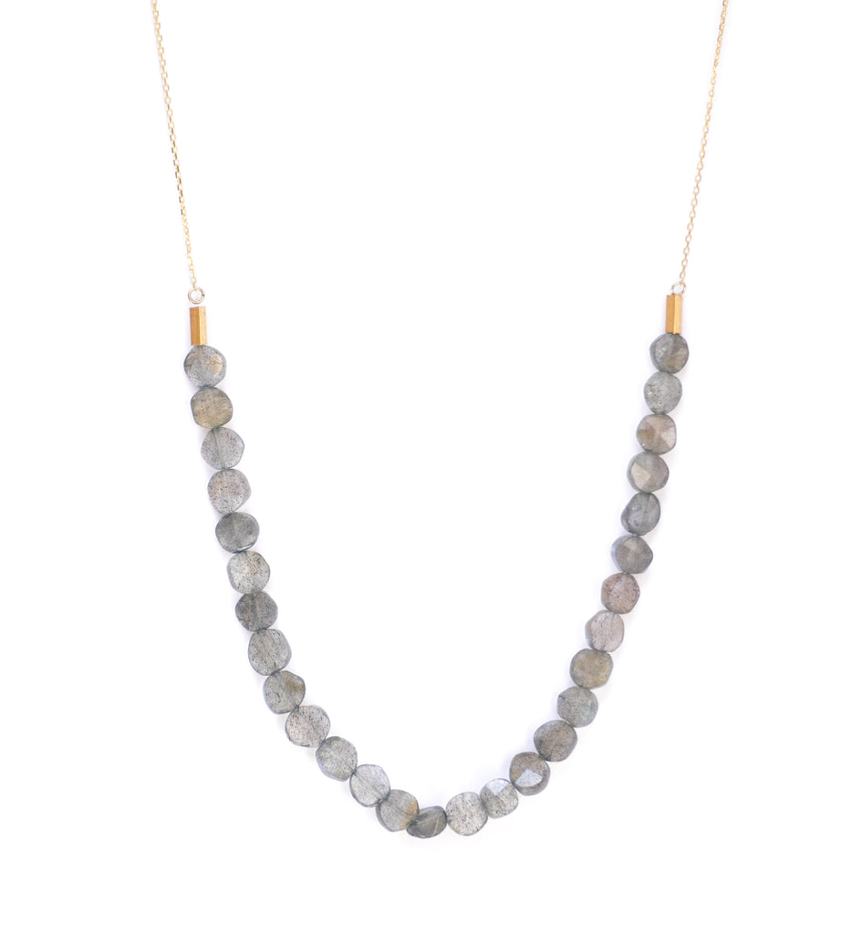 labradorite necklace with gold plated silver chain